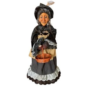 KASMA Vintage Handmade Witch Doll Porcelain Free Standing 17” Collectible
